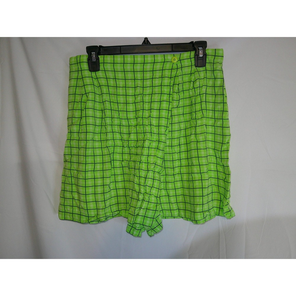 Adrienne Vittadini Women's XL Green Plaid Lounge Sleep Shorts Lightweight Casual